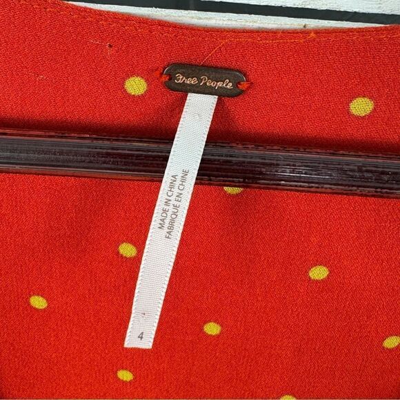 Free People All Yours Polkadot Flounce Sleeve Mini Dress Orange V Neck 4 - Picture 11 of 15